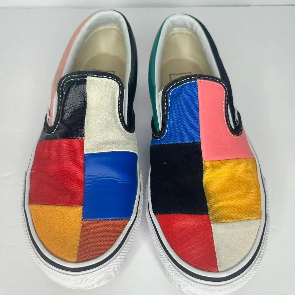 VANS Classic Patchwork Leather & Canvas Slip-On Textile Sneakers | Size 8 - Picture 2 of 10